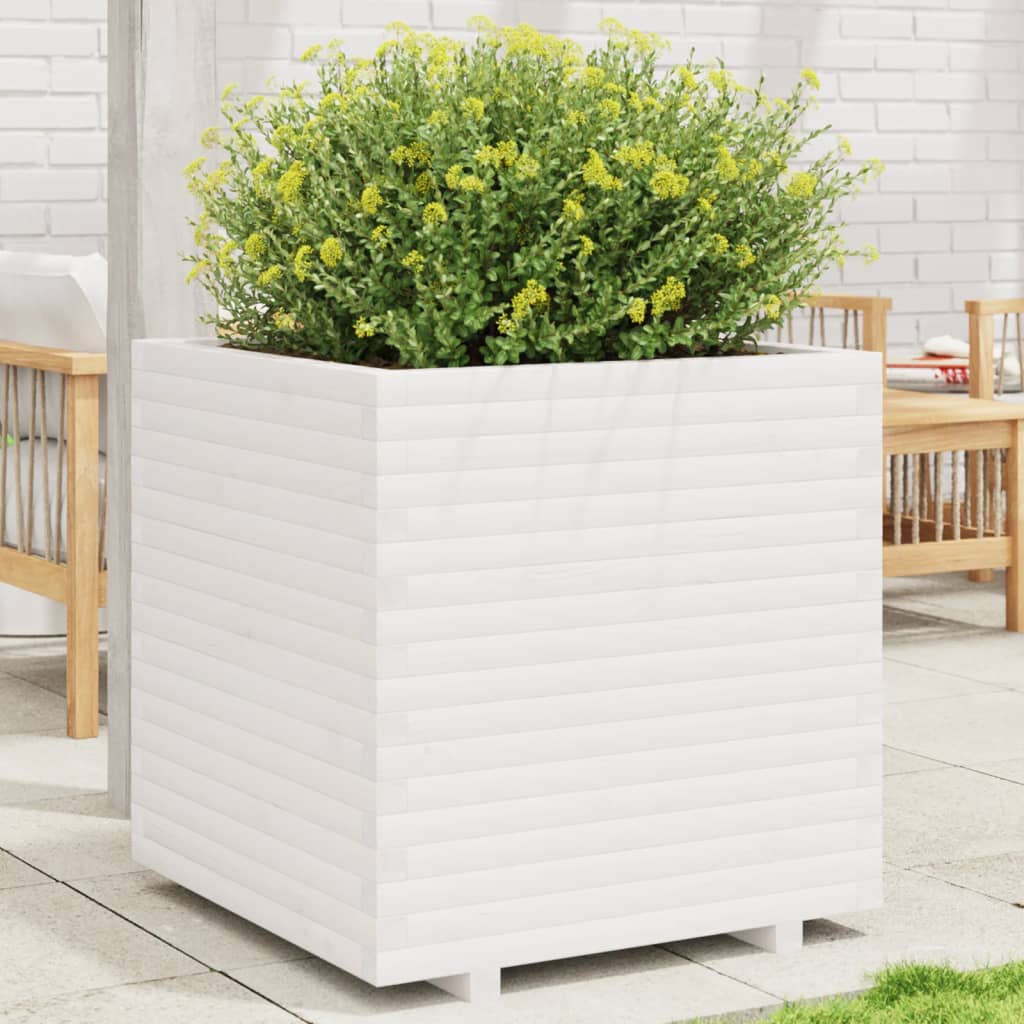 E-shop Multidom Záhradný kvetináč biely 70x70x72,5 cm borovicový masív