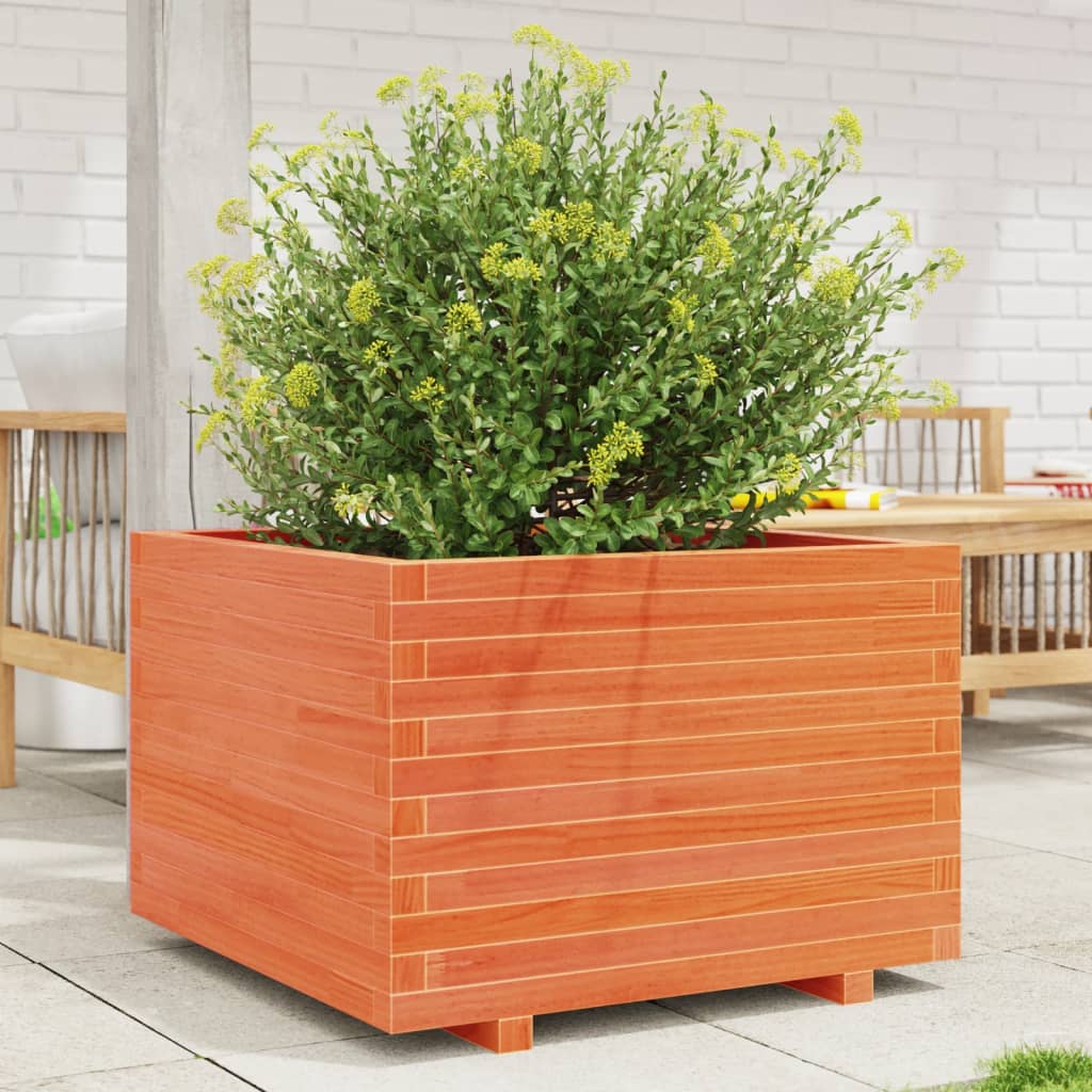 E-shop Multidom Záhradný kvetináč voskovohnedý 70x70x49,5 cm masívna borovica