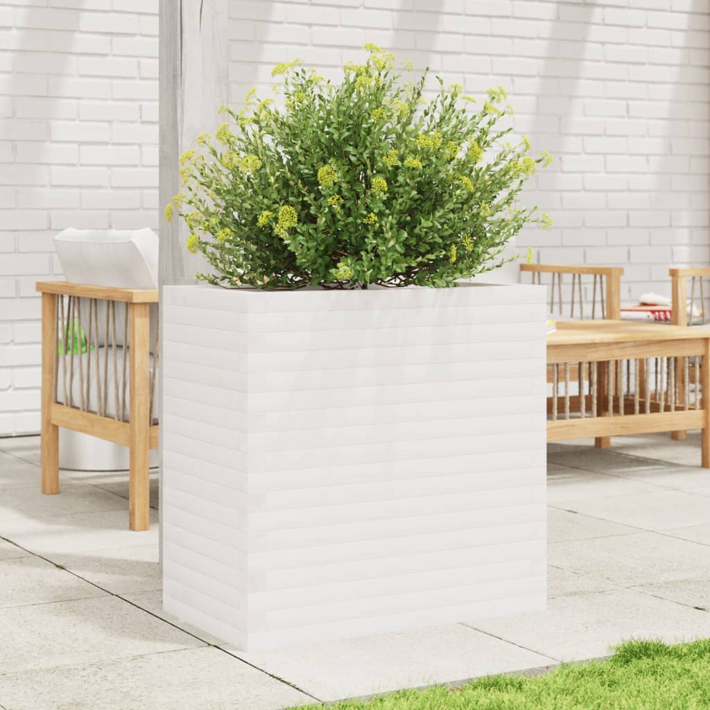 E-shop Multidom Záhradný kvetináč biely 70x40x68,5 cm masívna borovica