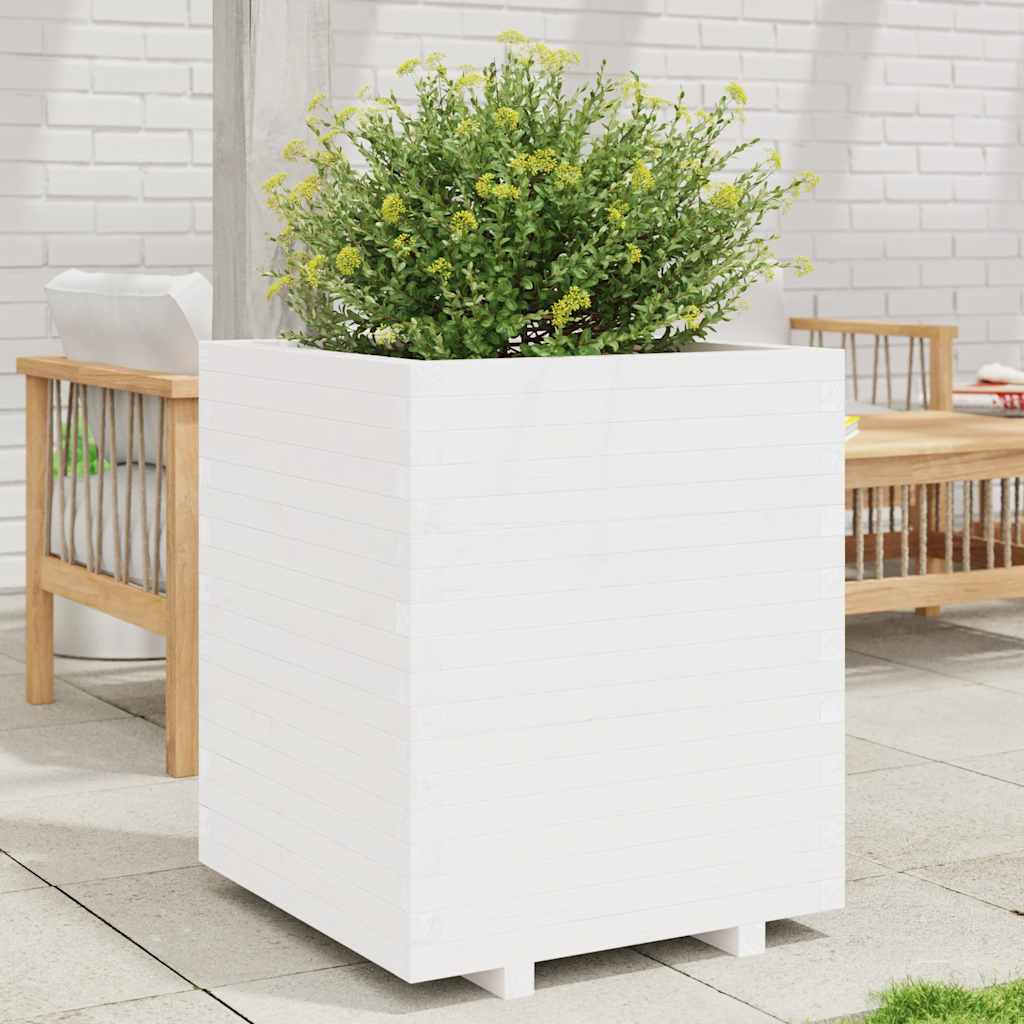 E-shop Multidom Záhradný kvetináč biely 60x60x72,5 cm masívna borovica