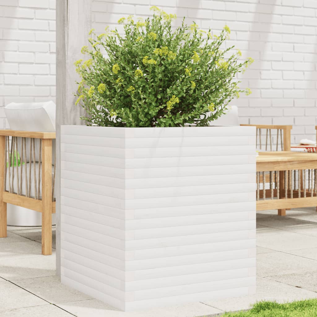 E-shop Multidom Záhradný kvetináč biely 60x60x68,5 cm masívna borovica
