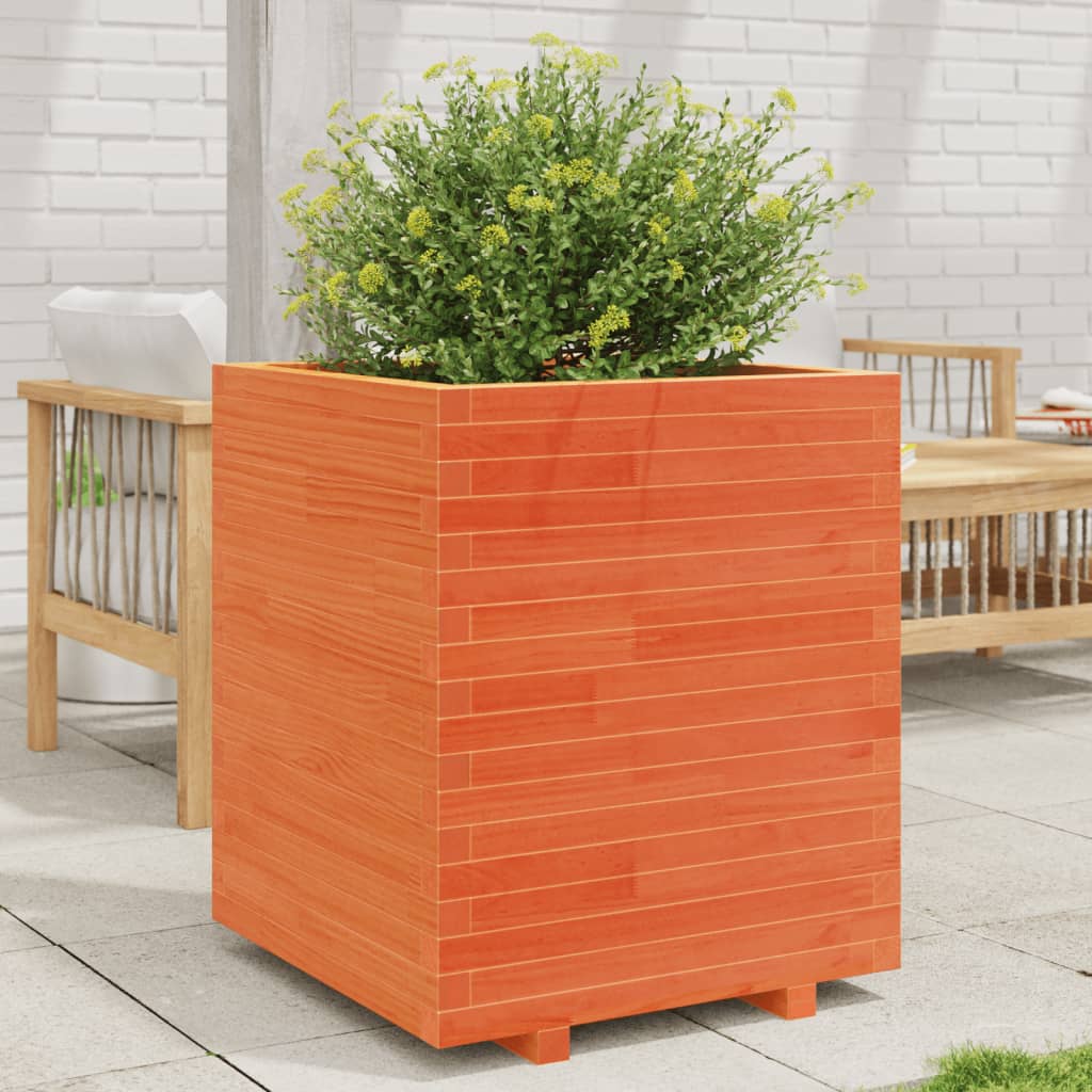 E-shop Multidom Záhradný kvetináč voskovohnedý 60x60x72,5 cm masívna borovica