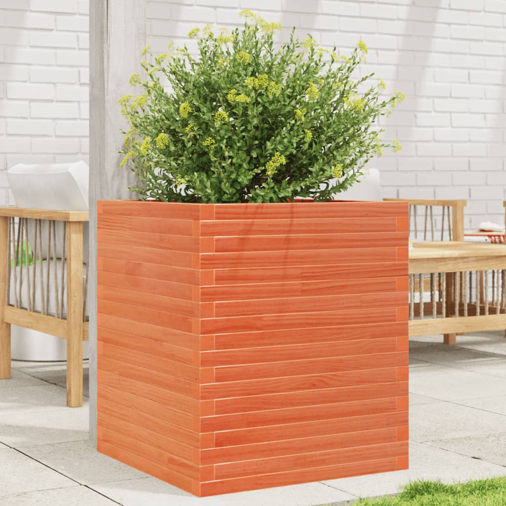 E-shop Multidom Záhradný kvetináč voskovohnedý 60x60x68,5 cm masívna borovica