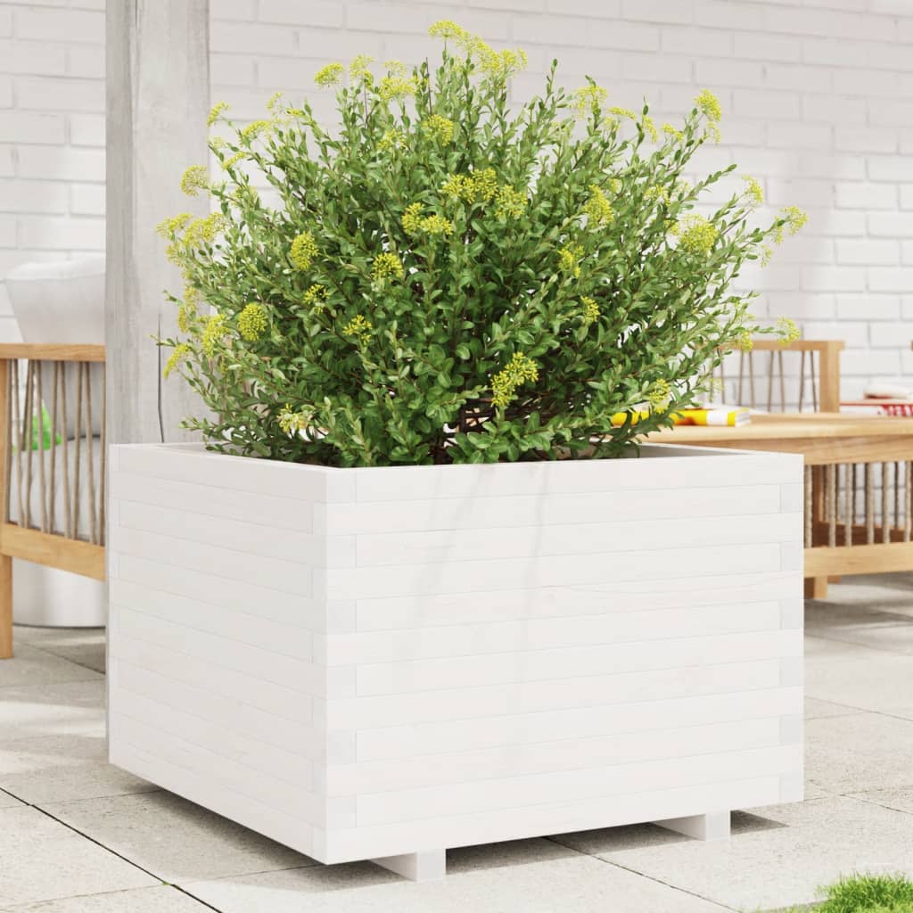 E-shop Multidom Záhradný kvetináč biely 70x70x49,5 cm borovicový masív