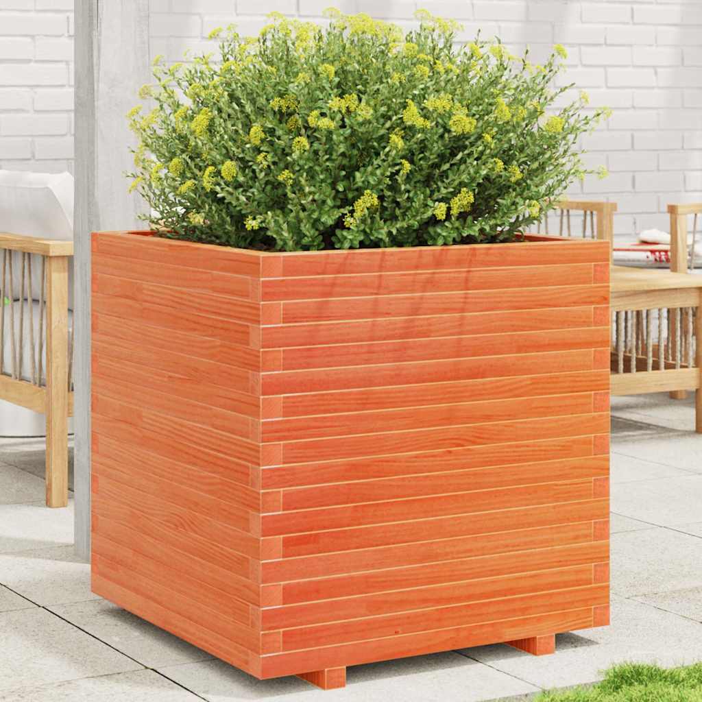 E-shop Multidom Záhradný kvetináč voskovohnedý 70x70x72,5 cm masívna borovica