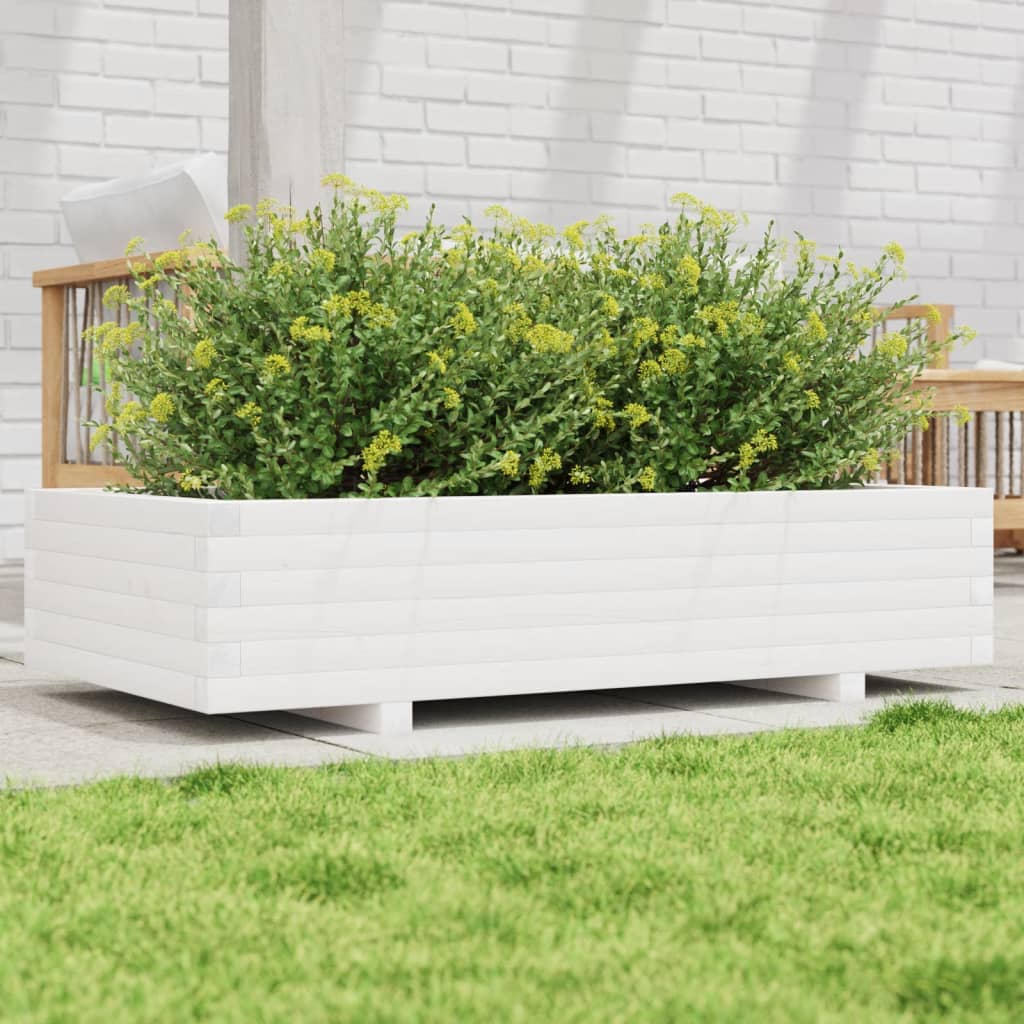 E-shop Multidom Záhradný kvetináč biely 110x60x26,5 cm borovicový masív