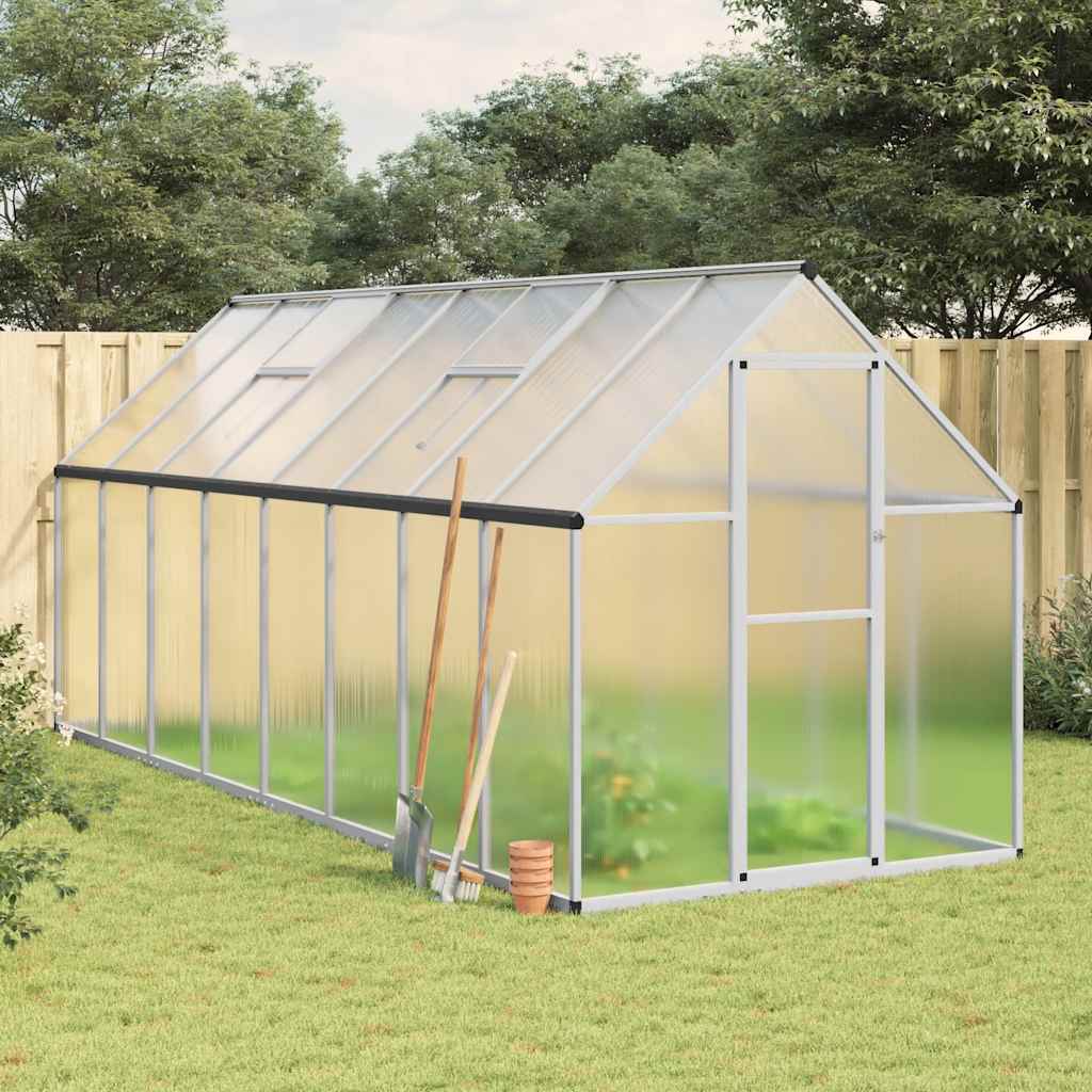 E-shop Multidom Skleník so základovým rámom strieborný 445x169x195 cm hliník