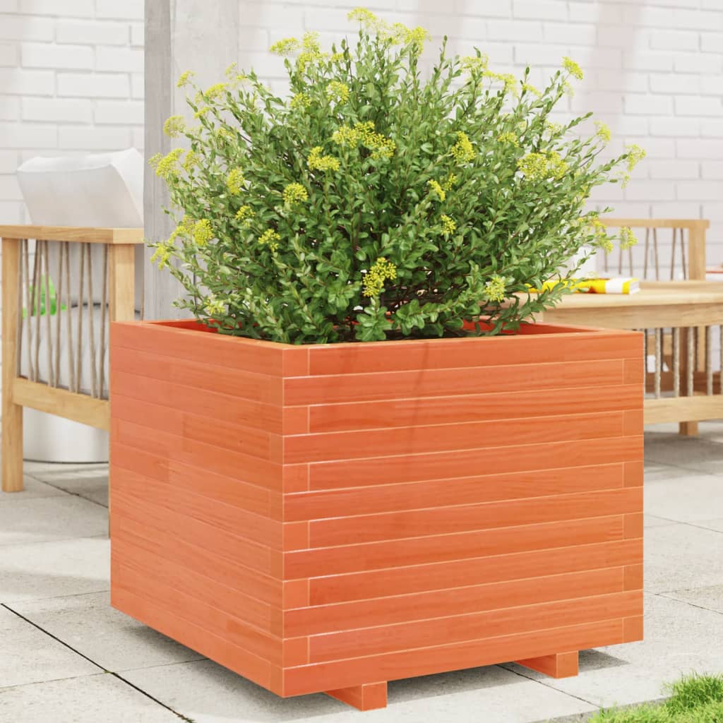 E-shop Multidom Záhradný kvetináč voskovohnedý 60x60x49,5 cm masívna borovica