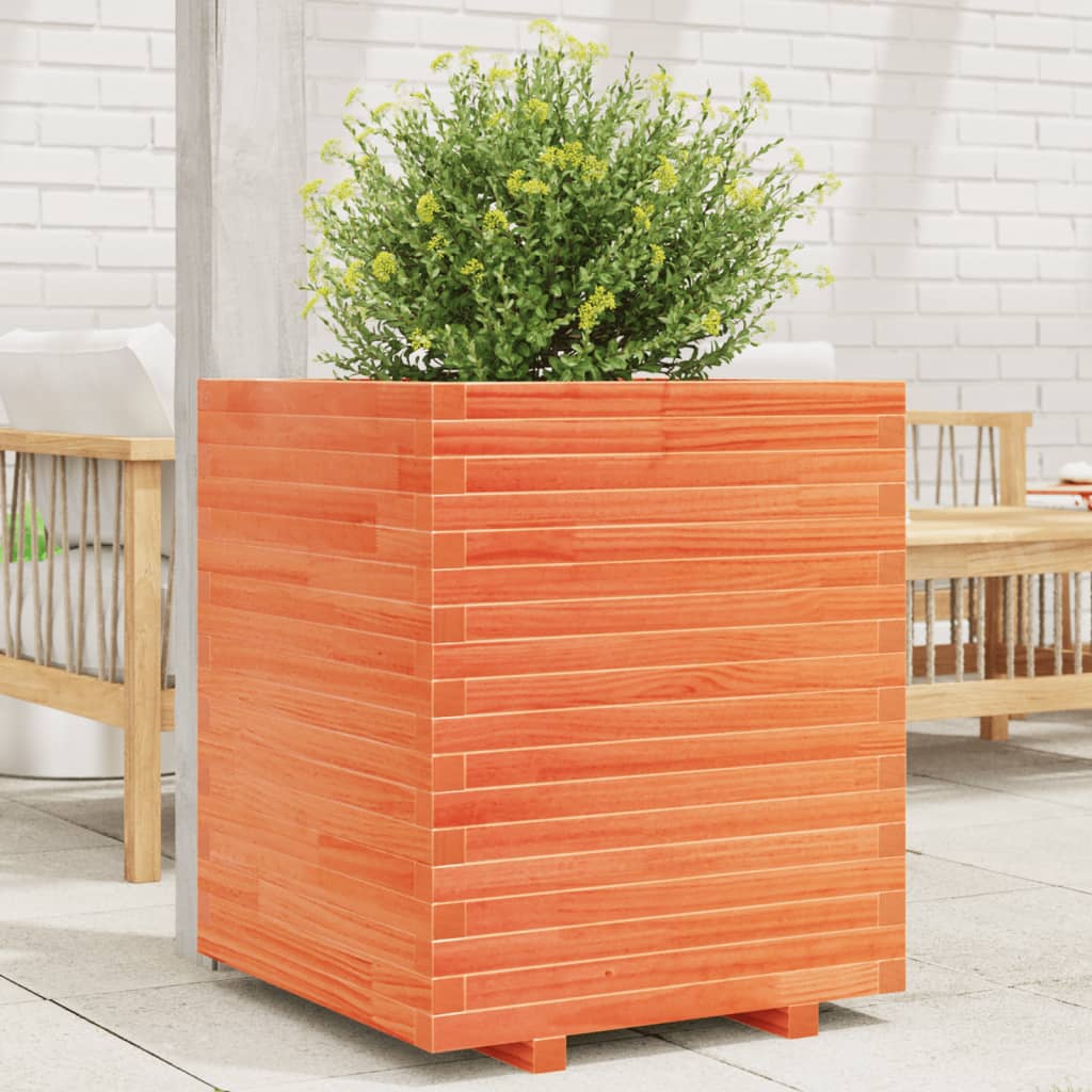 E-shop Multidom Záhradný kvetináč voskovohnedý 60x60x72 cm masívna borovica