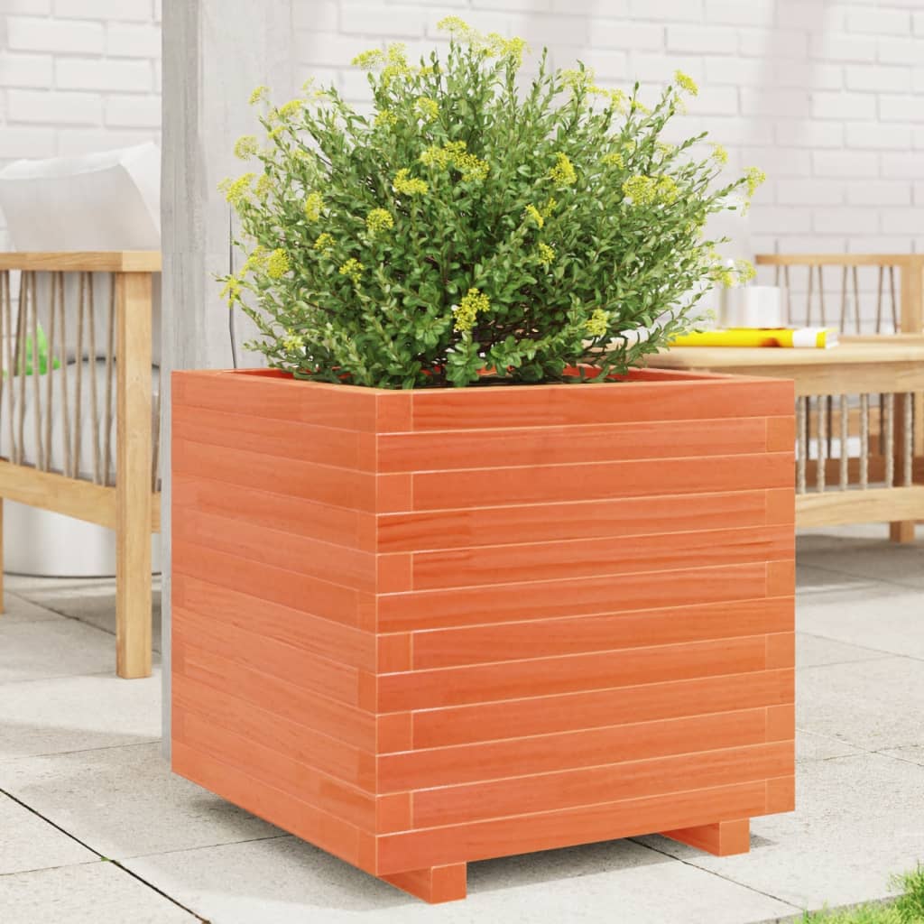 E-shop Multidom Záhradný kvetináč voskovohnedý 50x50x49,5 cm masívna borovica