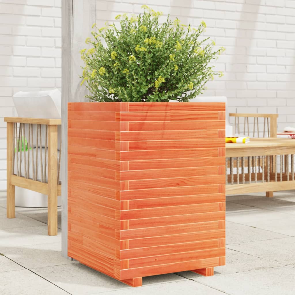E-shop Multidom Záhradný kvetináč voskovohnedý 50x50x72 cm masívna borovica