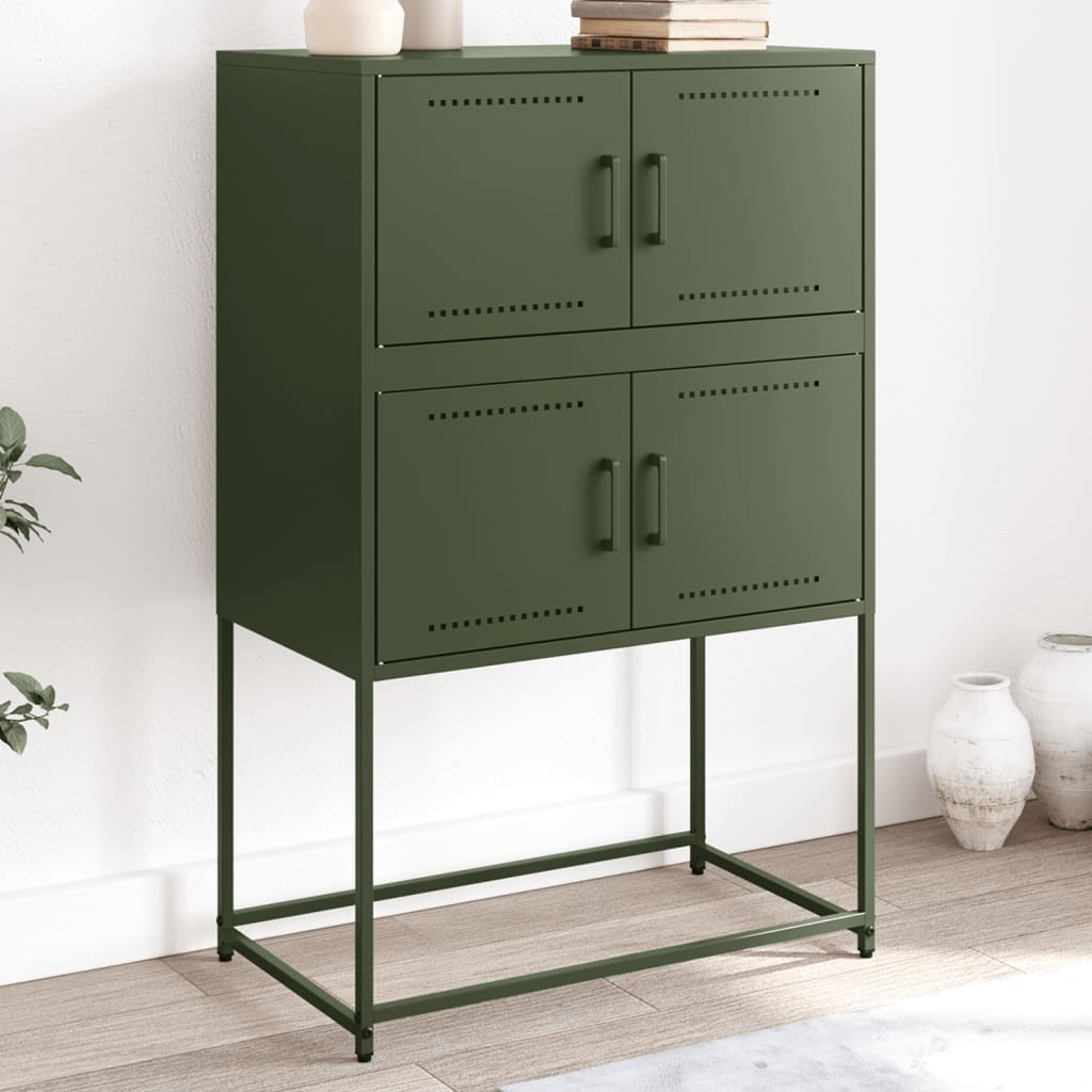 E-shop Multidom Komoda olivovozelená 68,5x38,5x107 cm oceľ