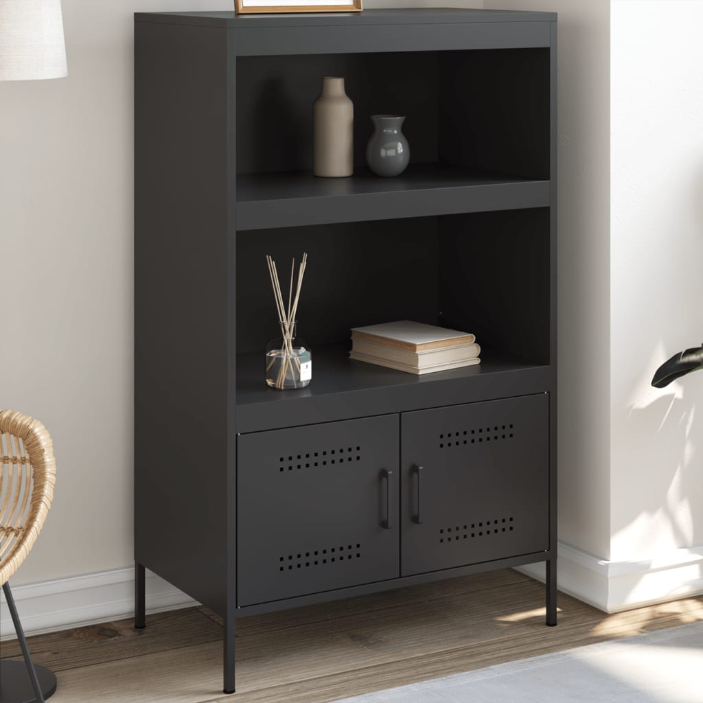 E-shop Multidom Vysoká skrinka čierna 68x39x113 cm oceľ