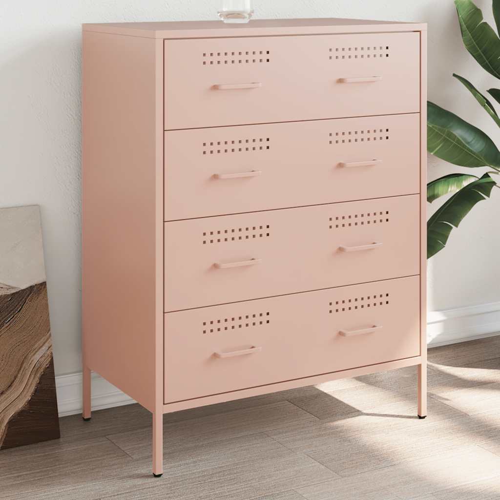 E-shop Multidom Komoda ružová 68x39x89 cm oceľ