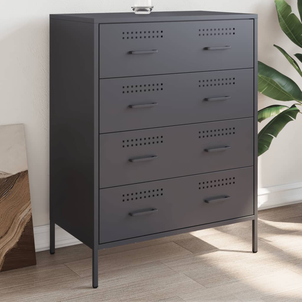 E-shop Multidom Komoda antracitová 68x39x89 cm oceľ
