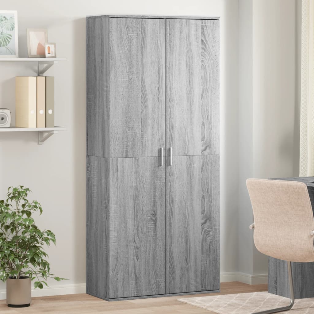 E-shop Multidom Vysoká skrinka sivý dub sonoma 80x35x180 cm kompozitné drevo