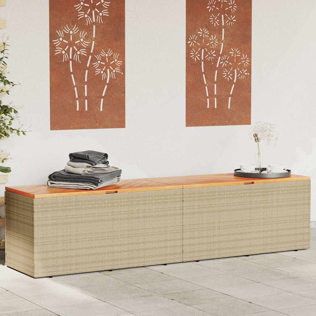 E-shop Multidom Záhradný úložný box, béžový 220x50x54 cm, polyratan a akácia