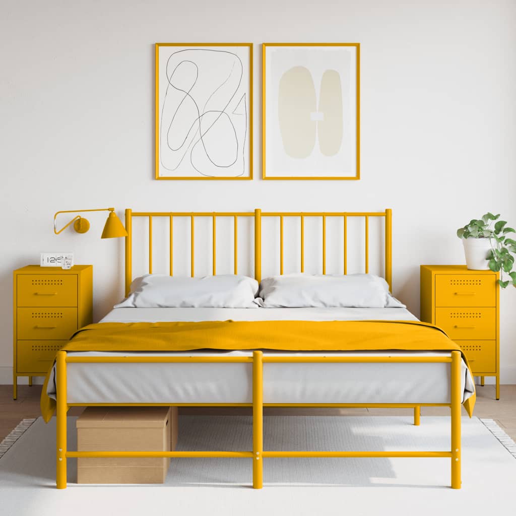 E-shop Multidom Nočné stolíky 2 ks horčicovožlté 36x39x68 cm oceľ