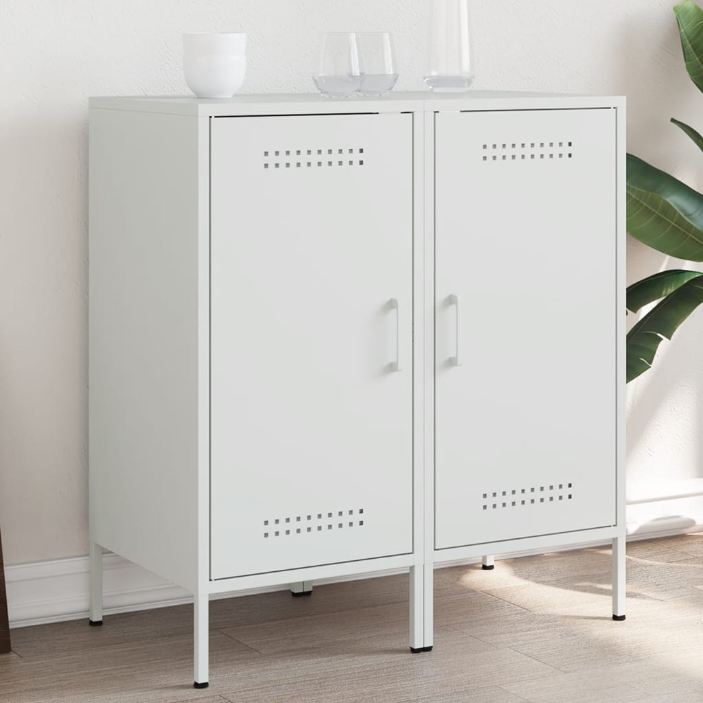 E-shop Multidom Komody 2 ks biele 36x39x79 cm oceľ