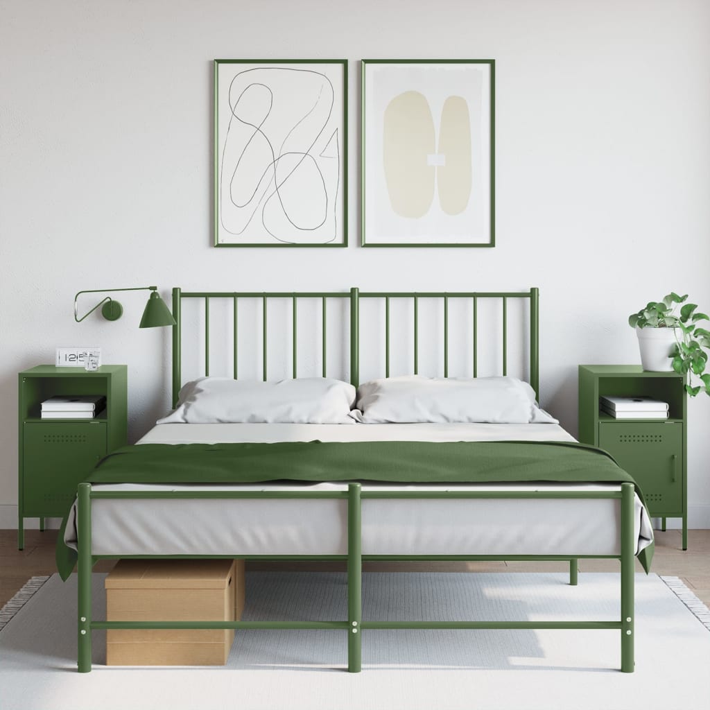 E-shop Multidom Nočné stolíky 2 ks olivovozelené 36x39x68 cm oceľ