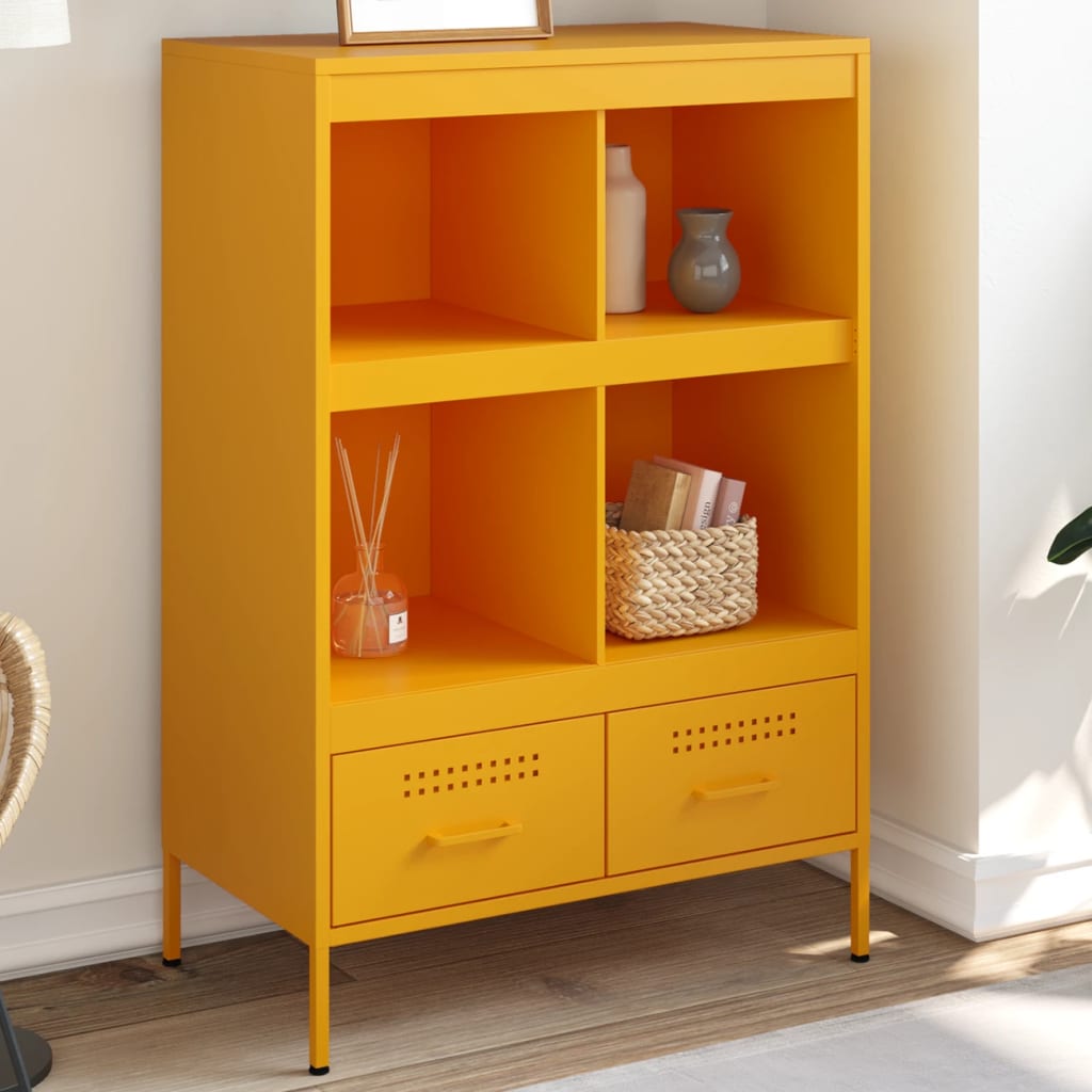 E-shop Multidom Vysoká skrinka horčicovožltá 68x39x101,5 cm oceľ