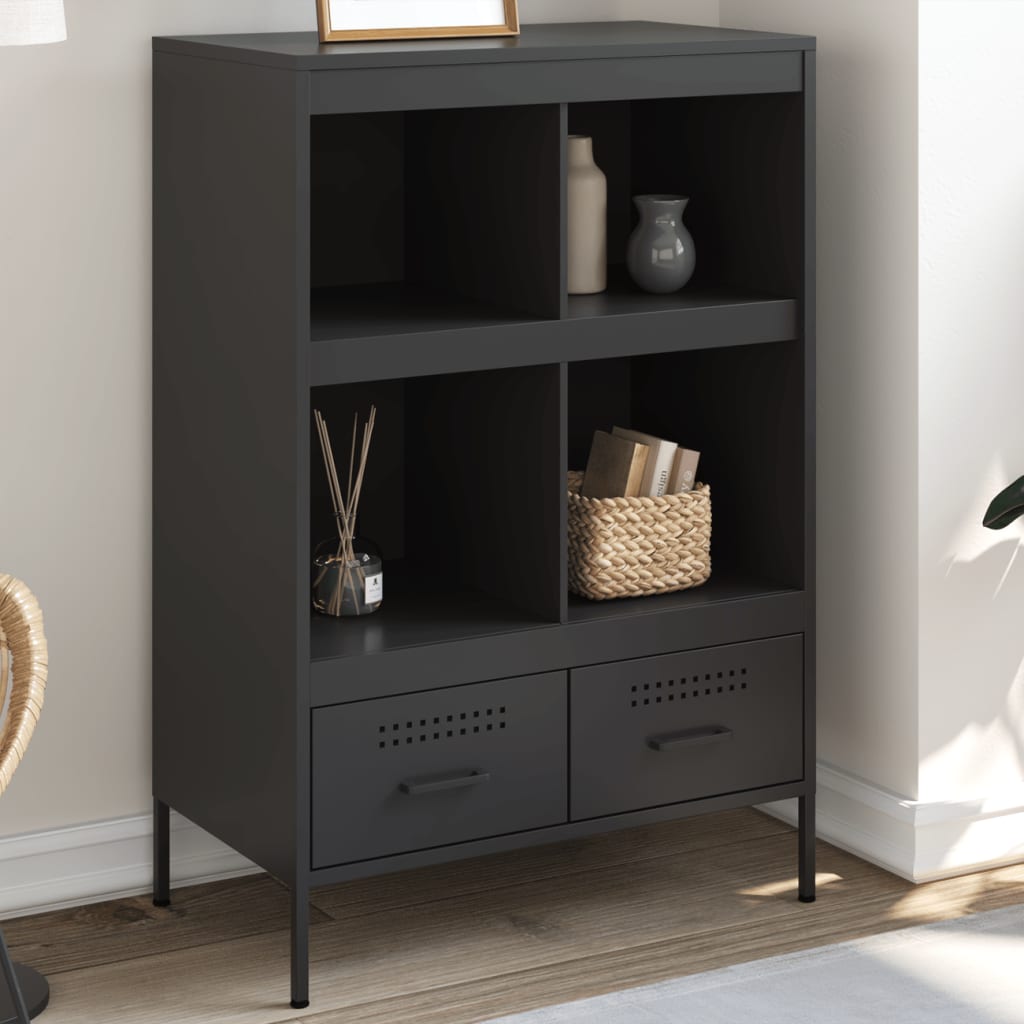 E-shop Multidom Vysoká skrinka čierna 68x39x101,5 cm oceľ
