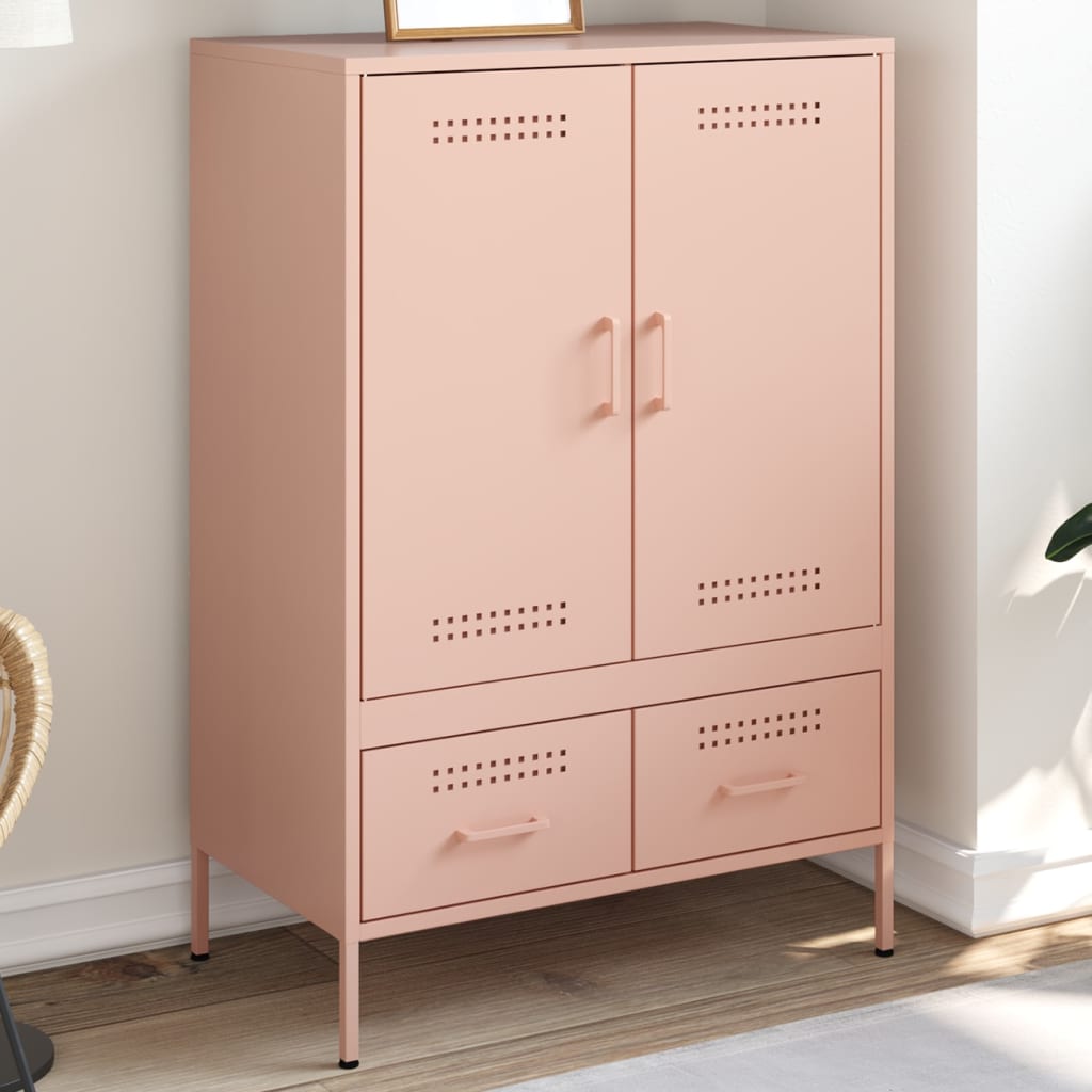 E-shop Multidom Vysoká skrinka ružová 68x39x101,5 oceľ