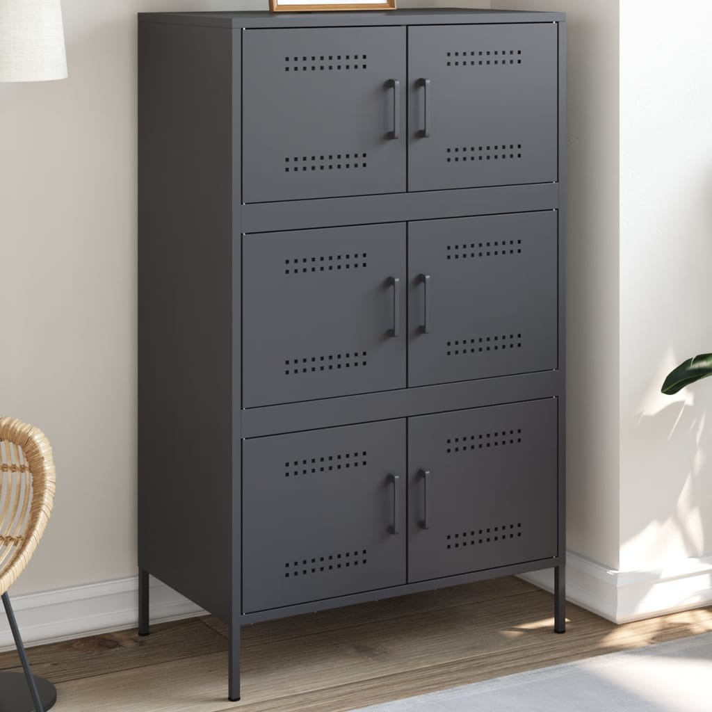 E-shop Multidom Vysoká skrinka antracitová 68x39x113 cm oceľ