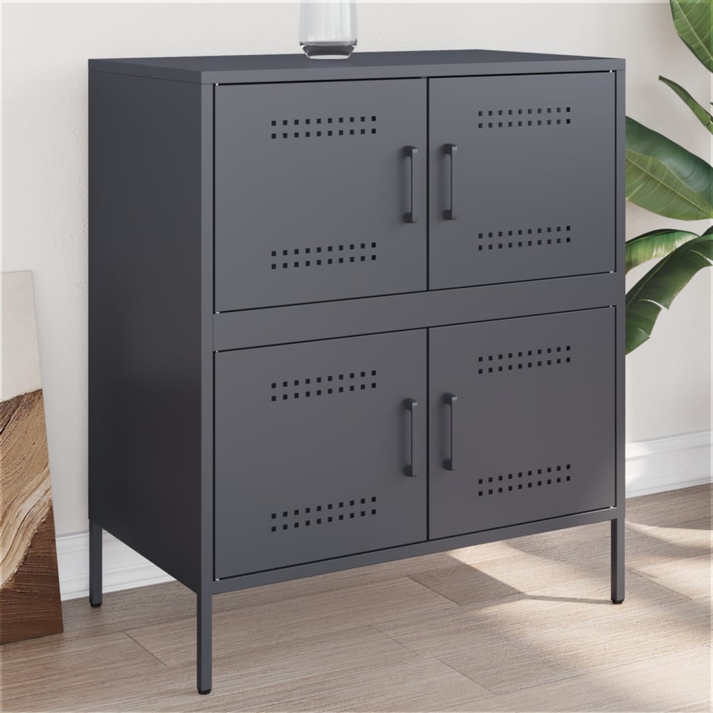 E-shop Multidom Komoda antracitová 68x39x79 cm oceľ