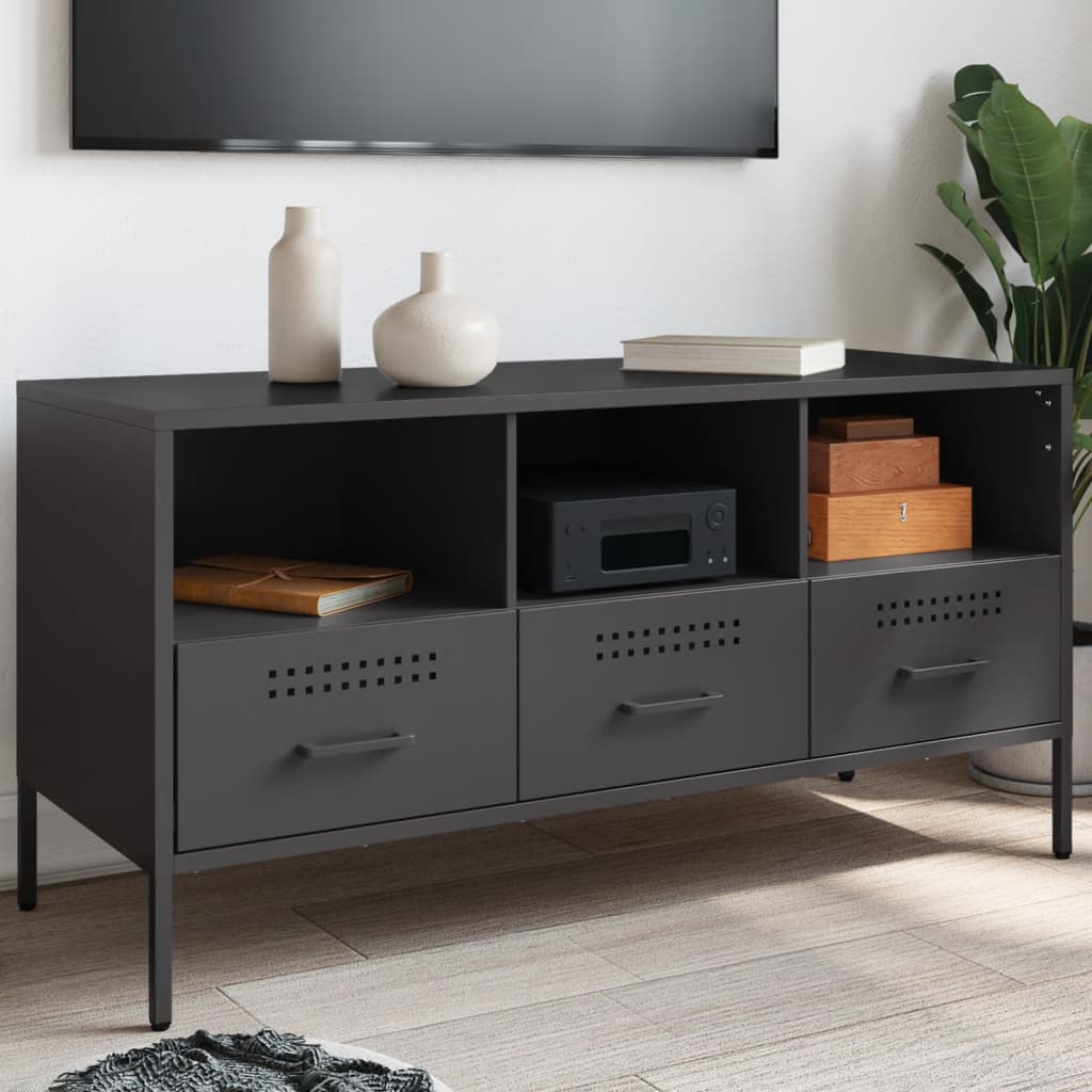 E-shop Multidom TV skrinka čierna 100,5x39x50,5 cm oceľ