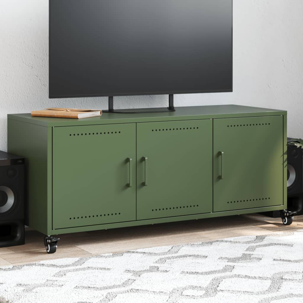 E-shop Multidom TV skrinka olivovozelená 100,5x39x43,5 cm oceľ