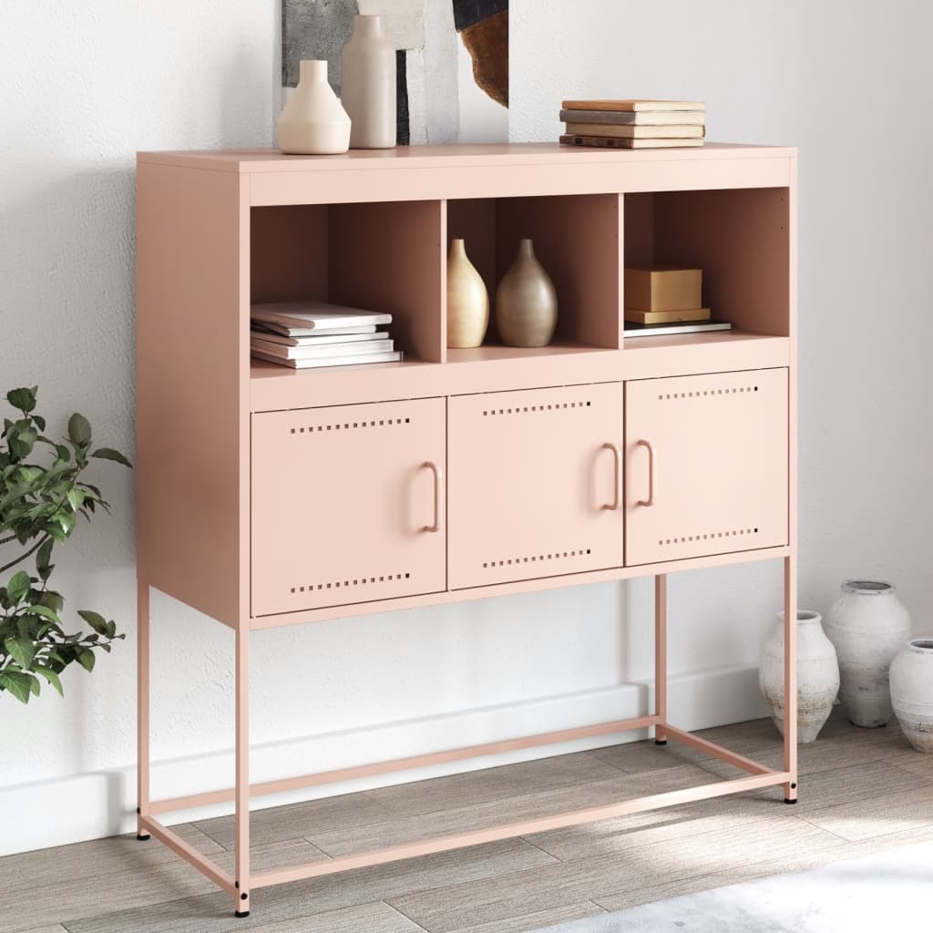 E-shop Multidom Komoda ružová 100,5x39x107 cm oceľ