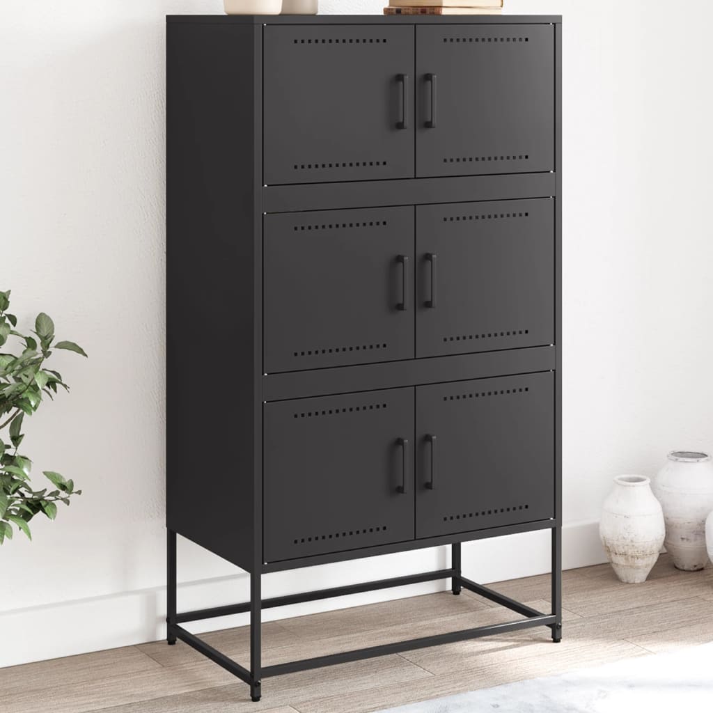 E-shop Multidom Komoda čierna 68,5x38,5x123,5 cm oceľ