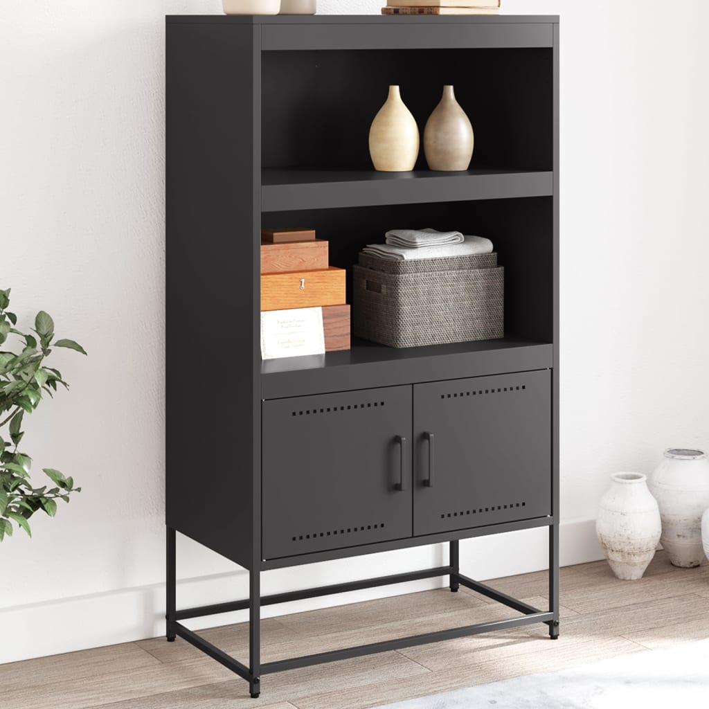 E-shop Multidom Vysoká skrinka čierna 68,5x38,5x123,5 cm oceľ