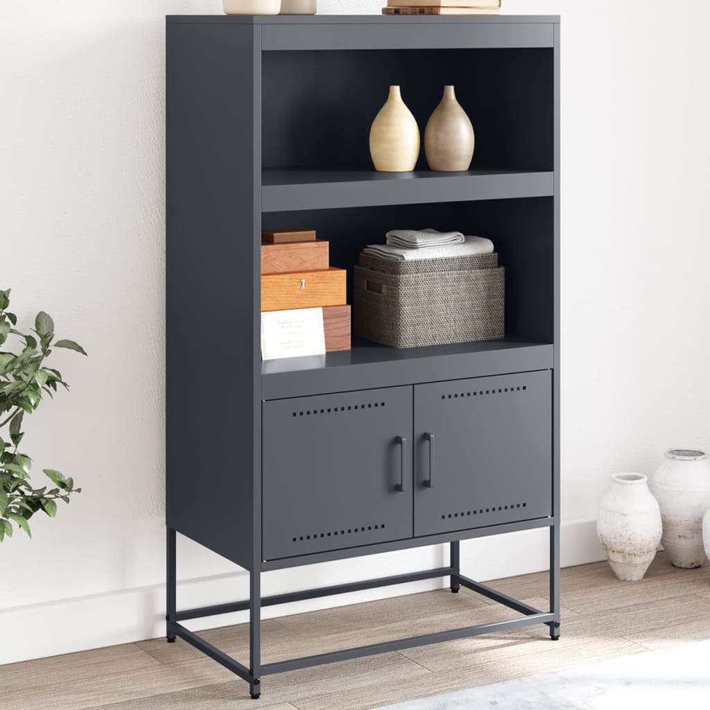 E-shop Multidom Vysoká skrinka antracitová 68,5x38,5x123,5 cm oceľ