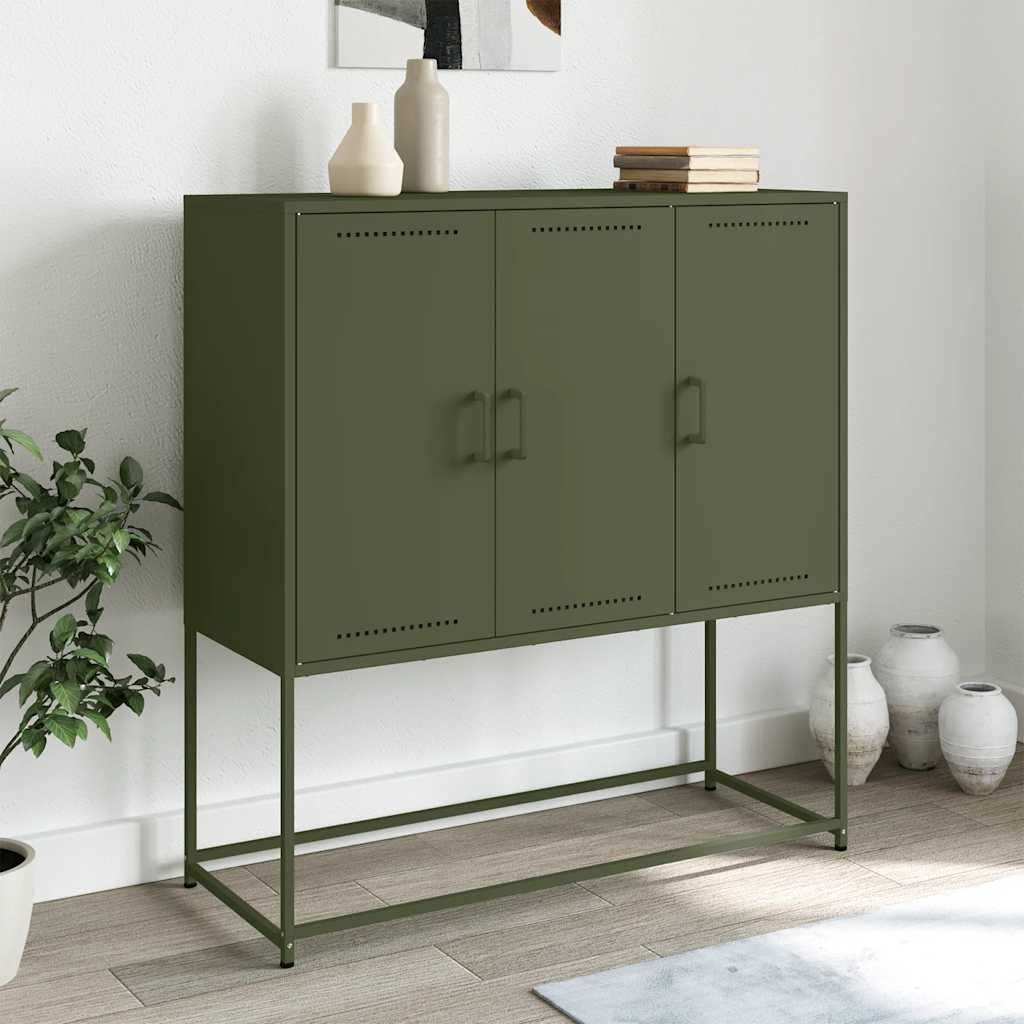 E-shop Multidom Vysoká skrinka olivovozelená 100,5x39x107 cm oceľ