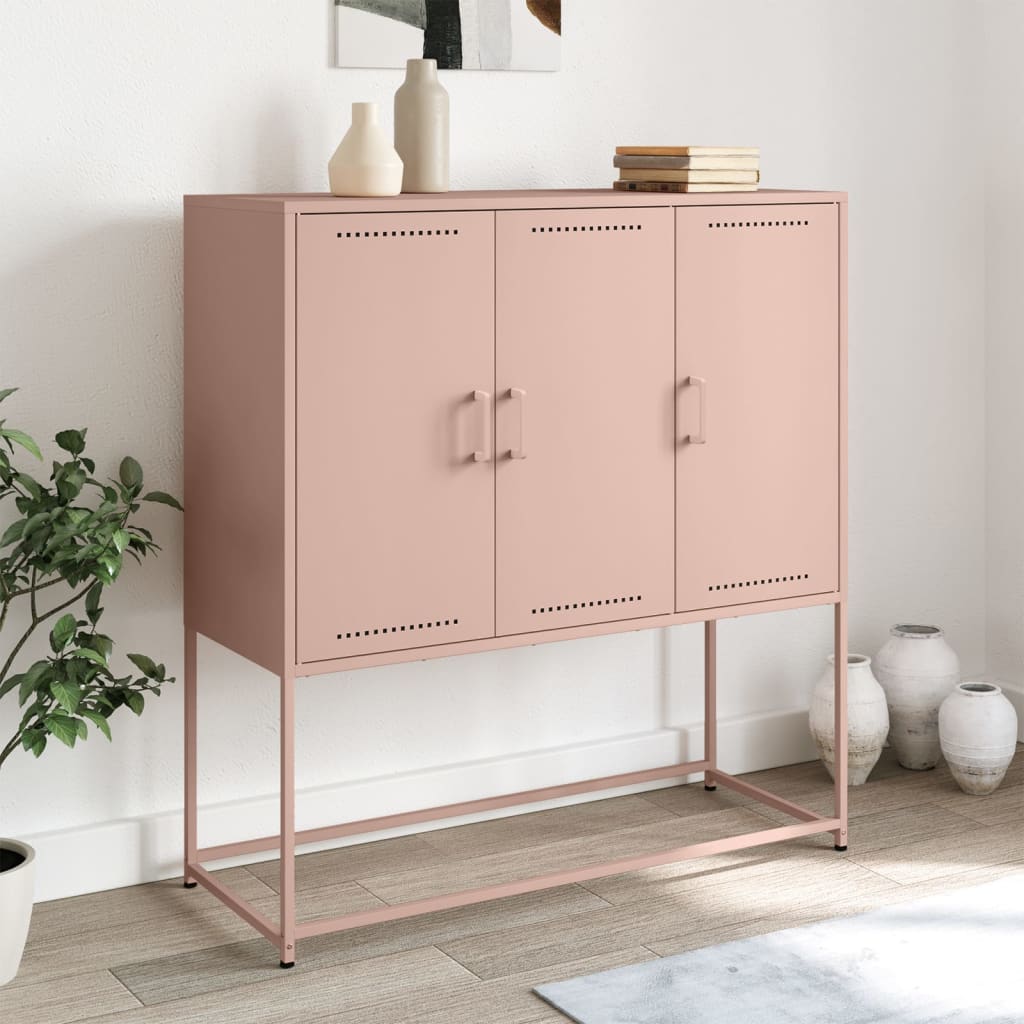 E-shop Multidom Vysoká skrinka ružová 100,5x39x107 cm oceľová