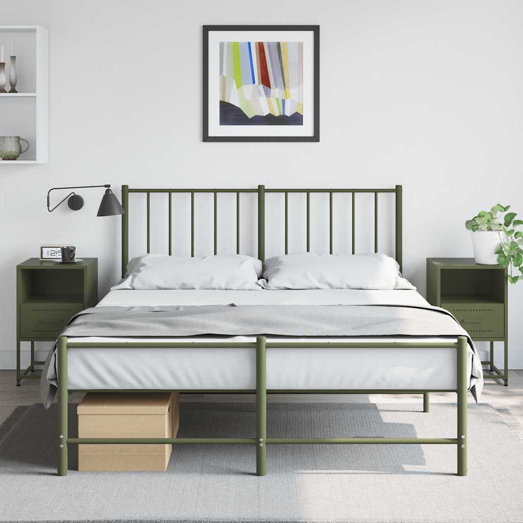 E-shop Multidom Nočné stolíky 2 ks olivovozelené 36x39x60,5 cm oceľ