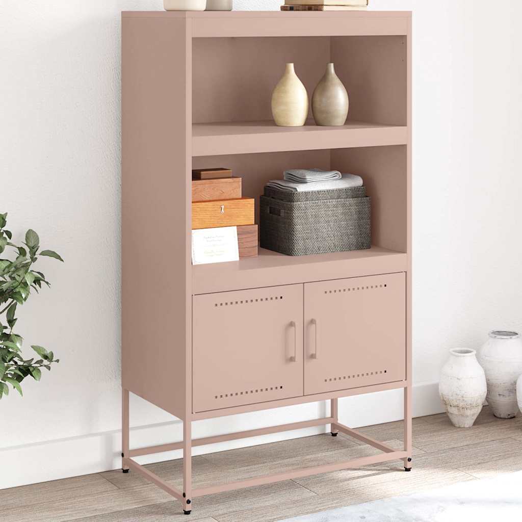 E-shop Multidom Vysoká skrinka ružová 68,5x38,5x123,5 cm oceľ