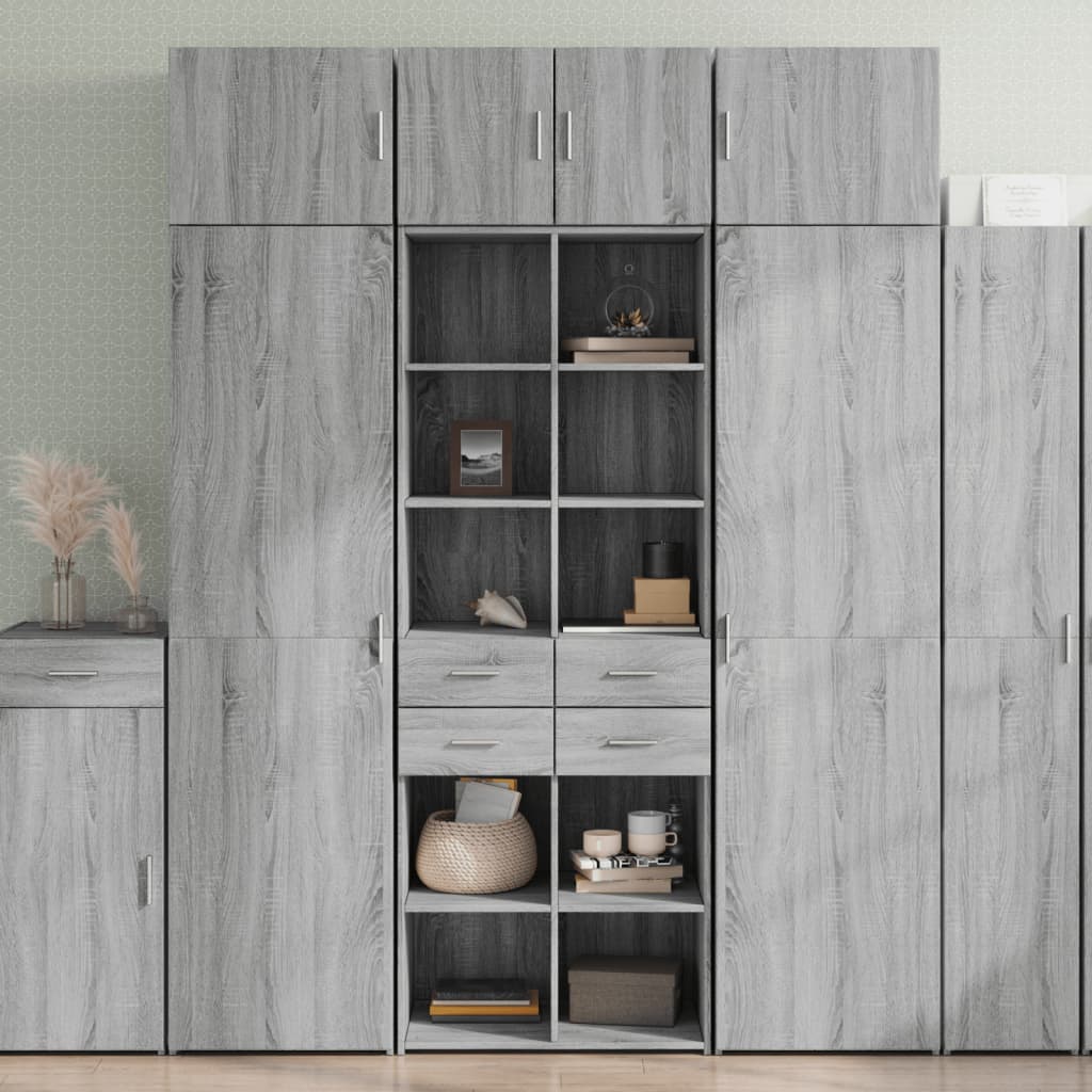E-shop Multidom Vysoká skrinka sivá sonoma 70x42,5x185 cm kompozitné drevo