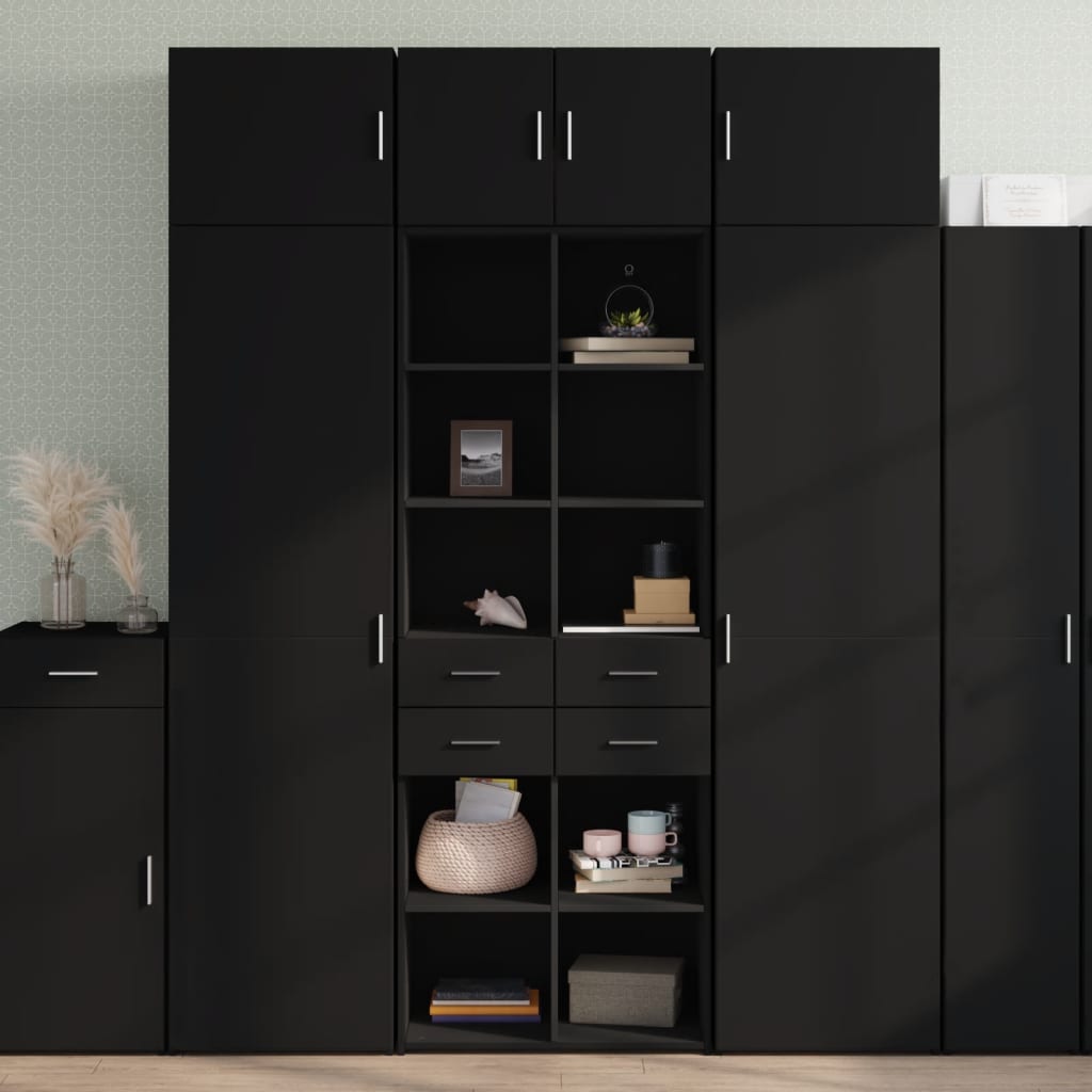 E-shop Multidom Vysoká skrinka čierna 70x42,5x185 cm kompozitné drevo