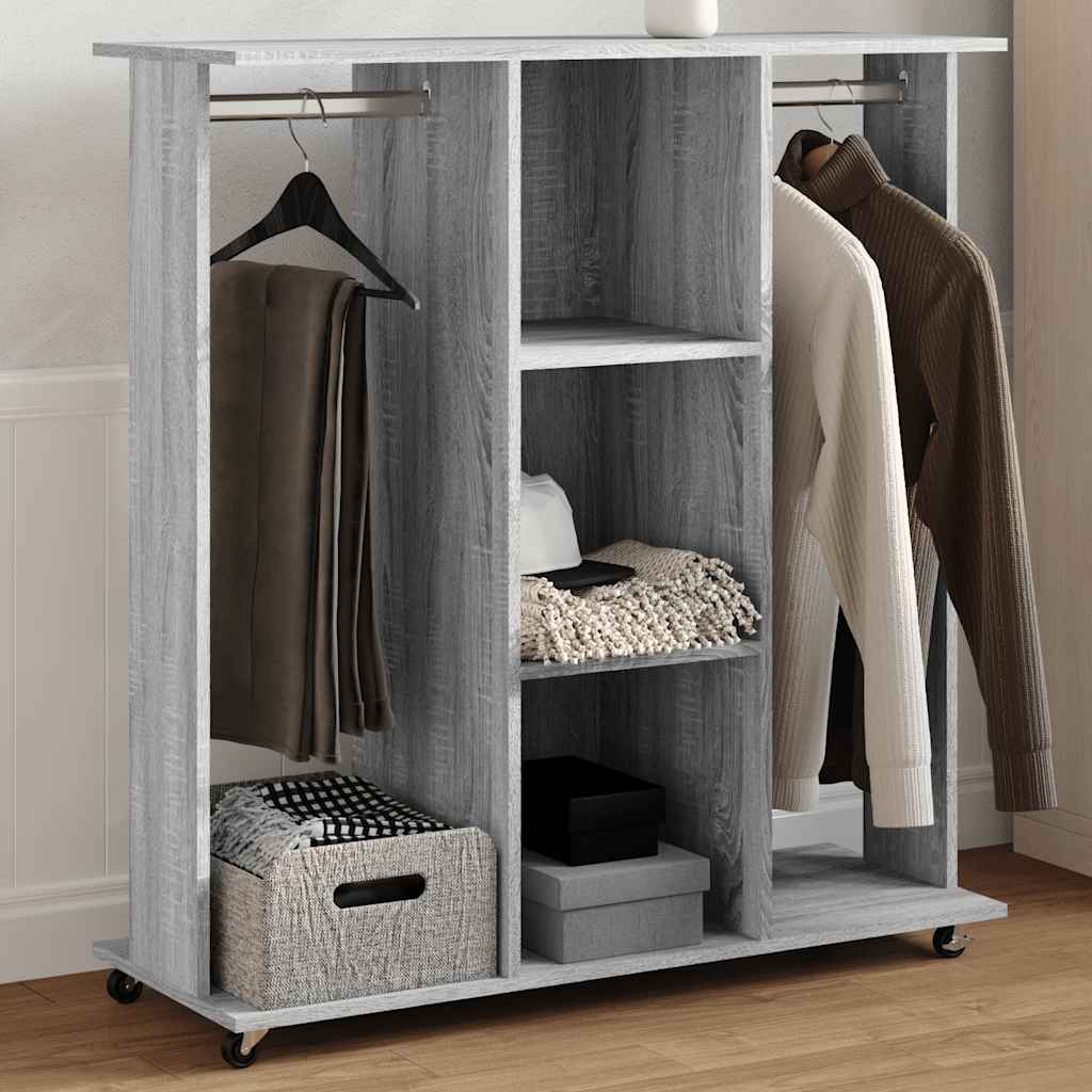 E-shop Multidom Šatník s kolieskami sivý sonoma 102x38x110 cm kompozitné drevo