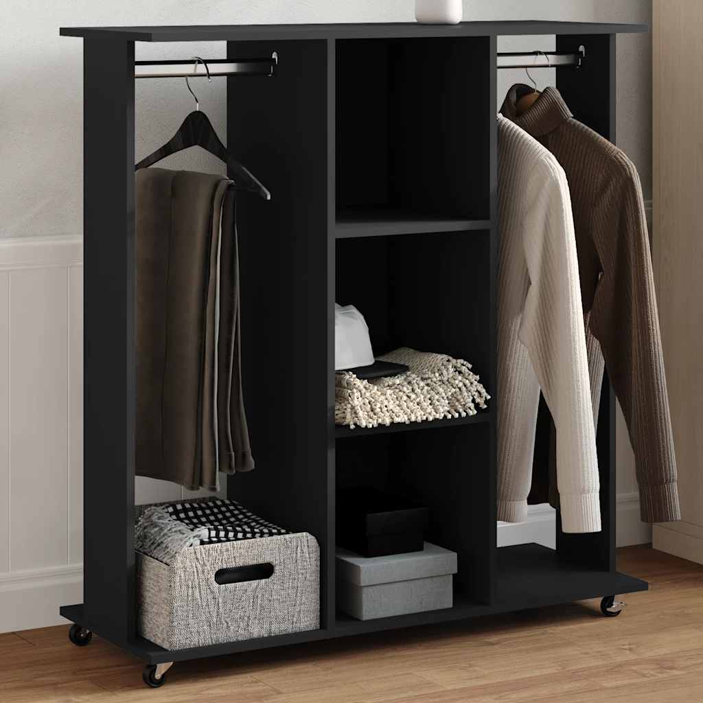E-shop Multidom Šatník s kolieskami čierny 102x38x110 cm kompozitné drevo