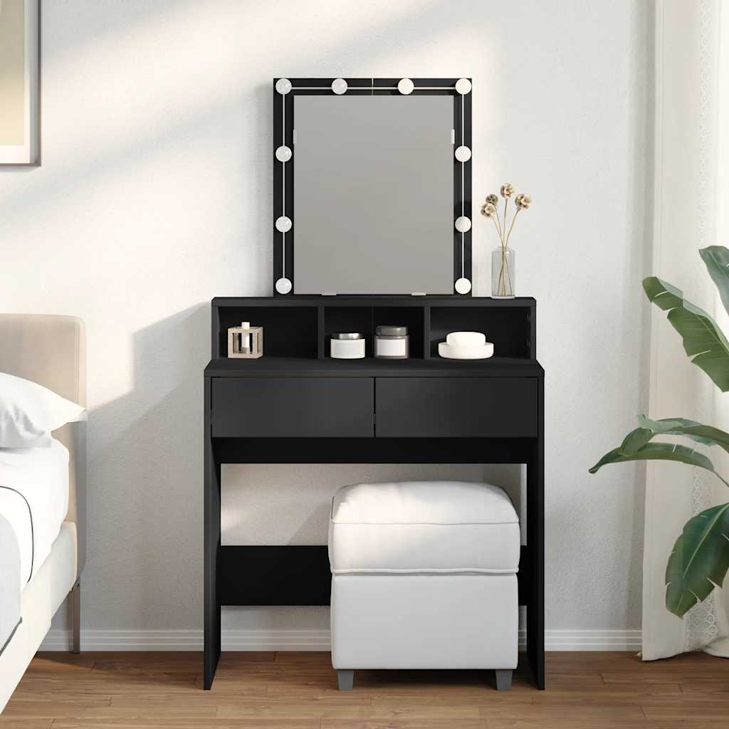 Multidom Toaletný stolík s LED čierny 80x41x144,5 cm