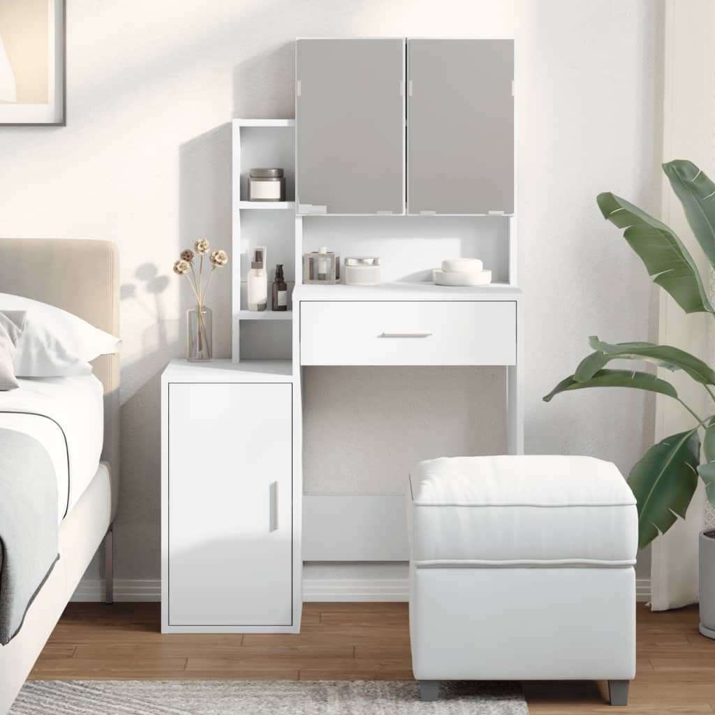 E-shop Multidom Toaletný stolík so skrinkou biely 80x35x132 cm