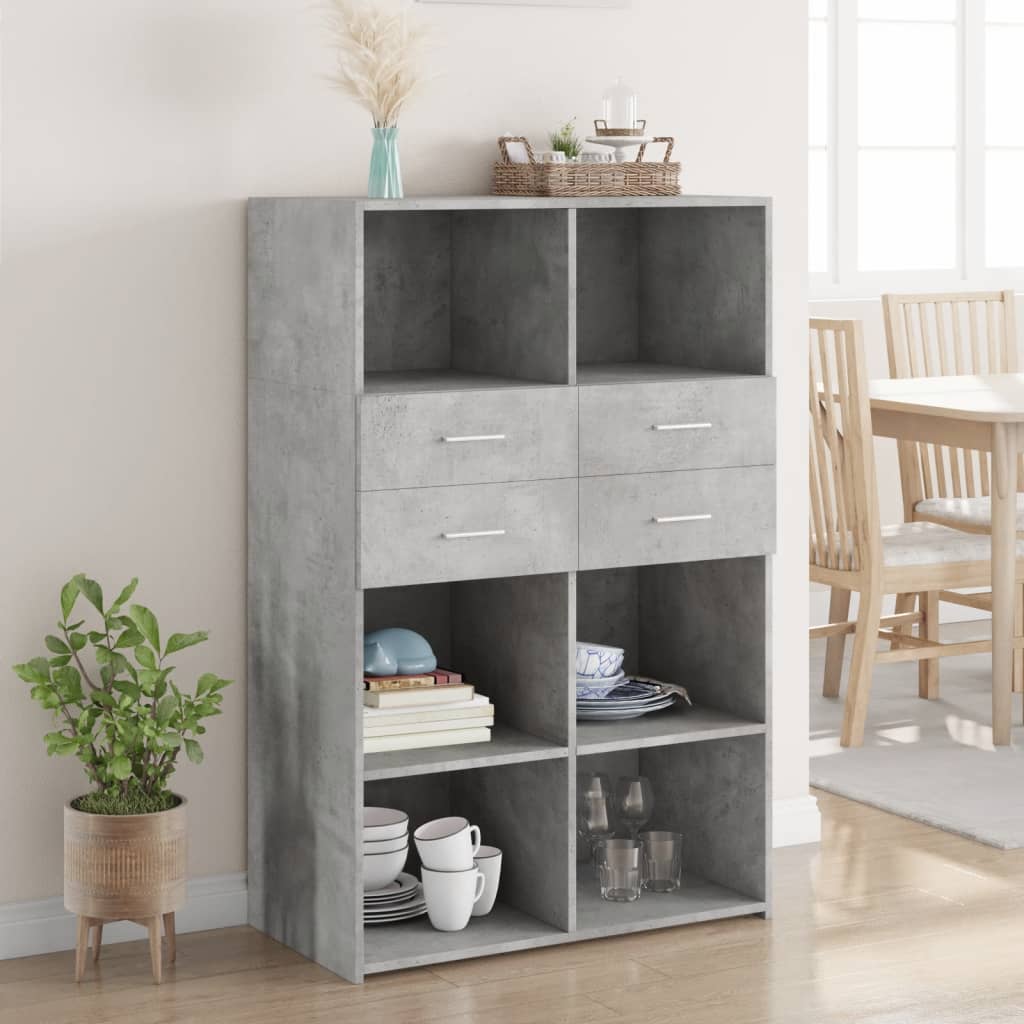 E-shop Multidom Vysoká skrinka, sivá 80x42,5x124 cm, kompozitné drevo