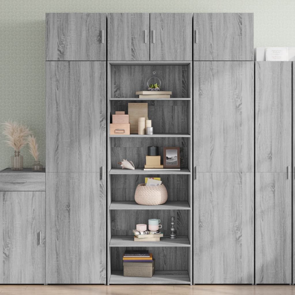 E-shop Multidom Vysoká skrinka sivá sonoma 70x41x185 cm kompozitné drevo