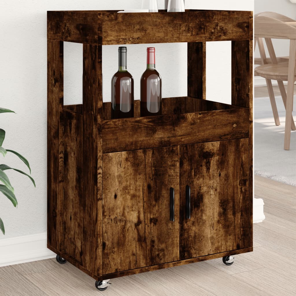 Multidom Barový vozík dymový dub 60x39,5x89 cm kompozitné drevo