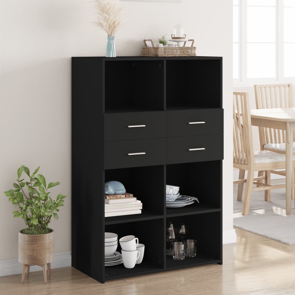 E-shop Multidom Vysoká skrinka, čierna 80x42,5x124 cm, kompozitné drevo