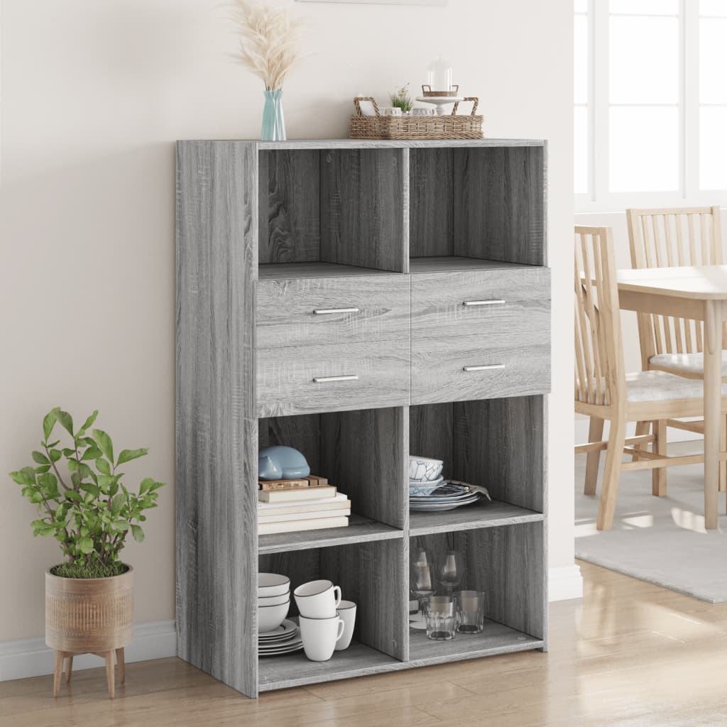 E-shop Multidom Vysoká skrinka, sivá sonoma 80x42,5x124 cm, kompozitné drevo